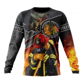 Personalized Chicago Unique BlackHawks Firefighter We Will Never Forget Long Sleeve