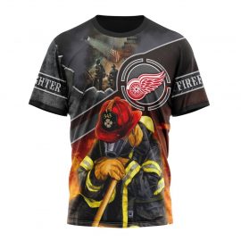 Personalized Detroit Red Wings Firefighter We Will Never Forget Tshirt