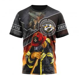 Personalized Nashville Predators Firefighter We Will Never Forget Tshirt