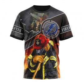 Personalized Tampa Unique Bay Lightning Firefighter We Will Never Forget Tshirt