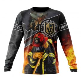 Personalized Vegas Golden Knights Firefighter We Will Never Forget Long Sleeve