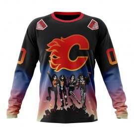 Personalized Calgary Flames Unique KISS Band Design Long Sleeve