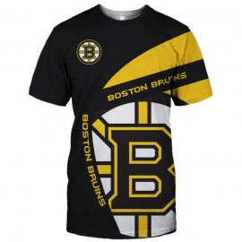Boston Design With Big Logo Unique Black Gold Bruins Short Sleeve II