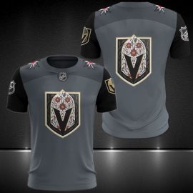 Vegas Golden Knights Unique Grey Big Logo Design Short Sleeve I