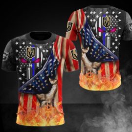 Vegas Golden Knights America Flag Big Logo Design Short Sleeve I