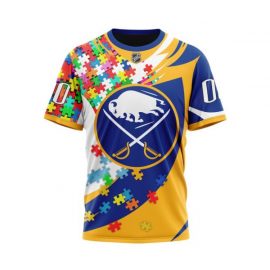 Personalized Name Number Buffalo Sabres Autism Awareness Design Short Sleeve