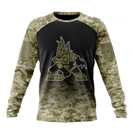 Personalized Arizona Coyotes Camo Design For Veterans Day Long Sleeve