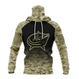 Personalized Columbus Blue Jackets Camo Design For Veterans Day Bandana Jersey