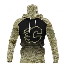 Personalized Calgary Flames Camo Design For Veterans Day Bandana Jersey