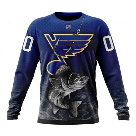 Personalized St Louis Blues Design With Fishing Style Long Sleeve