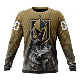 Personalized Vegas Golden Knights Design With Fishing Style Long Sleeve