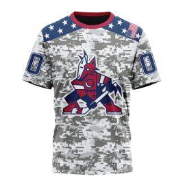 Personalized Arizona Coyotes Camo Design Veterans Day Short Sleeve