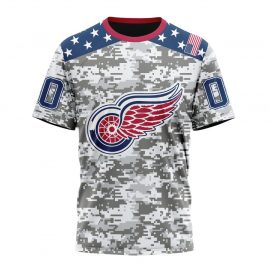 Personalized Detroit Red Wings Camo Design Veterans Day Short Sleeve