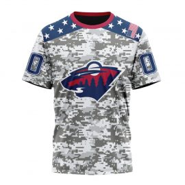 Personalized Minnesota Wild Camo Design Veterans Day Short Sleeve