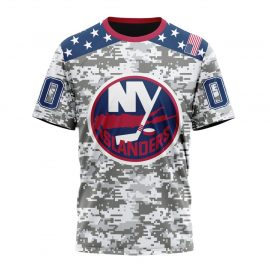 Personalized New York Islanders Camo Design Veterans Day Short Sleeve