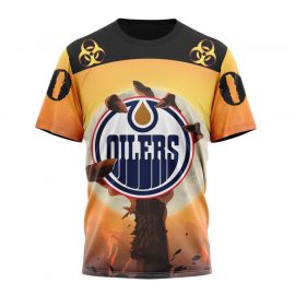 Personalized Edmonton Unique Oilers Special Zombie Design For Halloween Short Sleeve