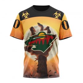 Personalized Minnesota Wild Special Zombie Design For Halloween Short Sleeve