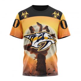 Personalized Nashville Predators Special Zombie Design For Halloween Short Sleeve