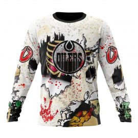 Personalized Edmonton Unique Oilers Special Zombie Style For Halloween Long Sleeve