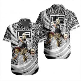Los Angeles Unique Kings Design For Halloween Short Sleeves Button Shirt