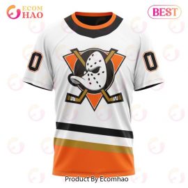 Personalized Name Number Anaheim Ducks White Orange Short Sleeve