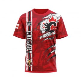Calgary Flames Personalized Scratch Design Unique Short Sleeve
