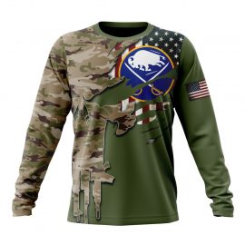 Personalized Buffalo Sabres Camo Skull Design Unique Long Sleeve