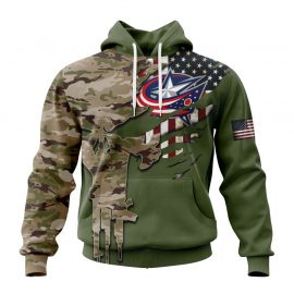 Personalized Columbus Blue Jackets Camo Skull Design Unique Custom Jersey