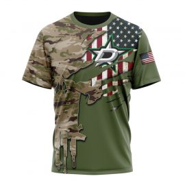 Personalized Dallas Stars Camo Skull Design Unique Short Sleeve