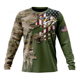 Personalized Nashville Predators Camo Skull Design Unique Long Sleeve
