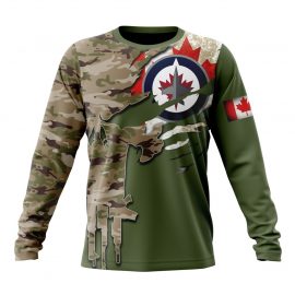 Personalized Winnipeg Jets Camo Skull Design Unique Long Sleeve