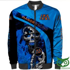 Manor Racing Black Blue Design Racing Style Unique Bomber Jacket I
