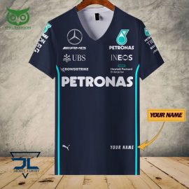 Mercedes Amg Petronas Dark Design Racing Style Unique Short Sleeve Button Shirt