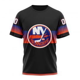 New York Islanders Personalized Black And Gradient Design Short Sleeve
