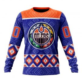 Edmonton Unique Oilers Personalized Design With Native Pattern Long Sleeve